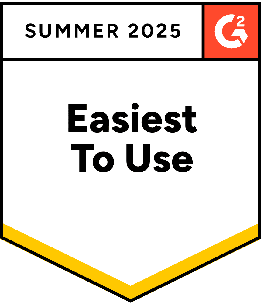 G2 Easiest To Use Award - Summer 2025